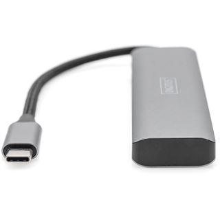 Digitus USB-C-Hub 4-Port 3.1->4xC3.1 integr. Kabel silber