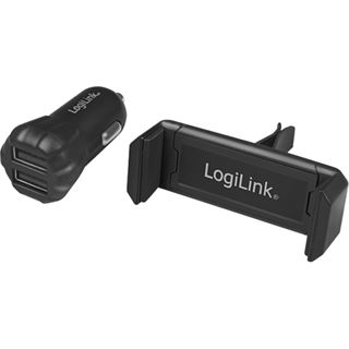 Logilink USB Kfz Ladegerät + Smartphone Halterung im Set