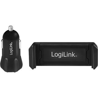 Logilink USB Kfz Ladegerät + Smartphone Halterung im Set