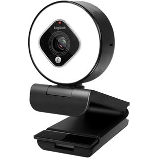 Logilink Webcam FHD 76&deg; Dual-Mikro Autof. Ringlicht Stativ