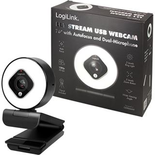 Logilink Webcam FHD 76&deg; Dual-Mikro Autof. Ringlicht Stativ