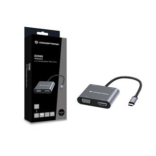 Conceptronic Dock USB-C->HDMI,VGA,USB3.0,100WPD 0.15m gr