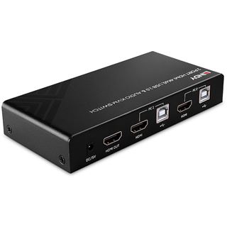 Lindy 2 Port KVM Switch HDMI 4K60, USB 2.0 & Audio