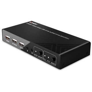 Lindy 2 Port KVM Switch HDMI 4K60, USB 2.0 & Audio
