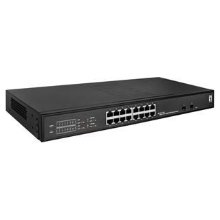 LevelOne Switch 16x GE GES-2118P 2xGSFP 19" 230W 16xPoE+