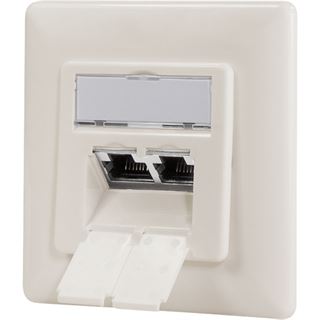 LogiLink Cat.6A Netzwerkdose UP2x RJ45 geschirmt,reinwei&szlig;