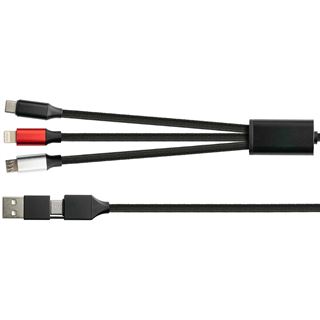1.20m Python USB 6-in-1 Ladekabel, USB-A und USB-C an USB-C / USB