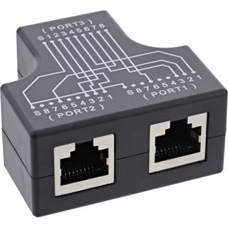 InLine Cat.5e STP T-Adapter (Port-Doppler), RJ45 Buchse an 2x RJ45