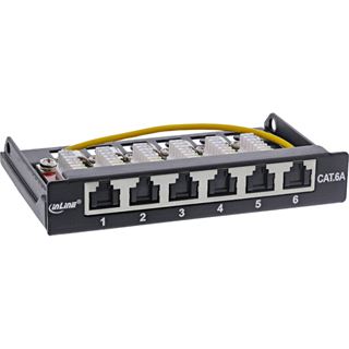 InLine Patchfeld Cat.6A 0,5HE 6-fach, für Tisch/Wand/Hutschiene,