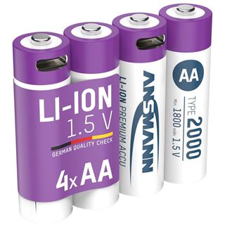 Ansmann 1312-0036 Li-Ion Akkus Mignon AA Typ 2000 (min. 1800 mAh) 4er