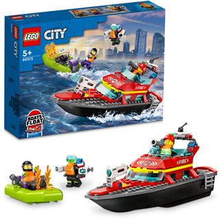 LEGO City 60373 Feuerwehrboot, Boot-Spielzeug das im Wasser schwimmt