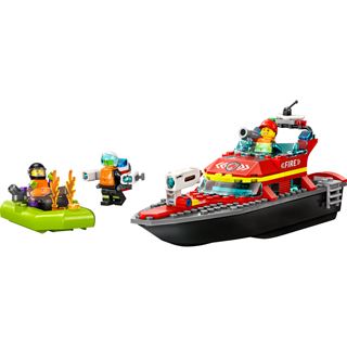 LEGO City 60373 Feuerwehrboot, Boot-Spielzeug das im Wasser schwimmt