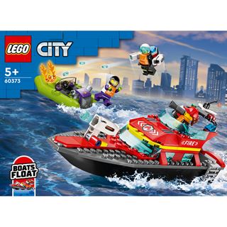 LEGO City 60373 Feuerwehrboot, Boot-Spielzeug das im Wasser schwimmt