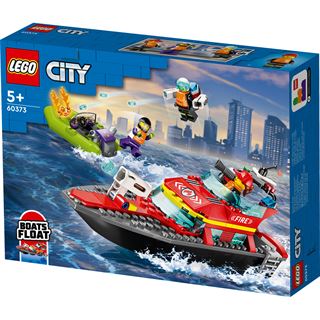 LEGO City 60373 Feuerwehrboot, Boot-Spielzeug das im Wasser schwimmt