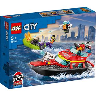 LEGO City 60373 Feuerwehrboot, Boot-Spielzeug das im Wasser schwimmt