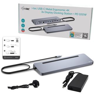I-TEC USB-C Metal Ergonomic 4K 3x Display Docking Station with PD 100