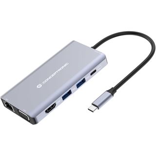 Conceptronic Dock USB-C->HDMI,USB3.0,100WPD 10-in-1 0.25m