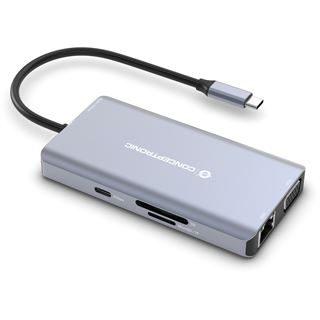 Conceptronic Dock USB-C->HDMI,USB3.0,100WPD 10-in-1 0.25m
