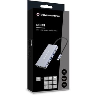 Conceptronic Dock USB-C->HDMI,USB3.0,100WPD 10-in-1 0.25m