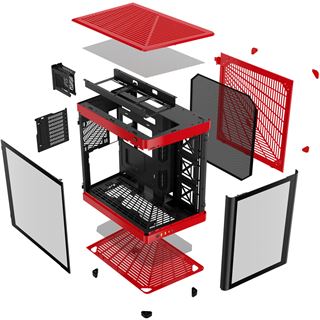 Gamdias Neso P1 BR Midi Tower ohne Netzteil schwarz/rot
