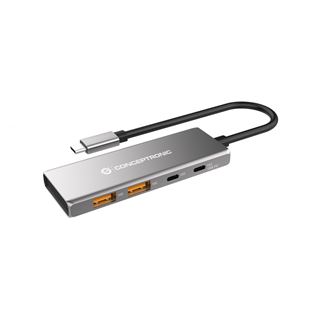 0.25m Conceptronic Dock USB-C->2xUSB-C,2xUSB-A,100WPD o.N. gr