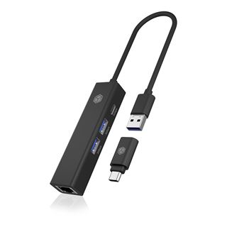 IcyBox Adapter USB3.2 Gen1 Hub & Gigabit LAN 4-in-1 retail