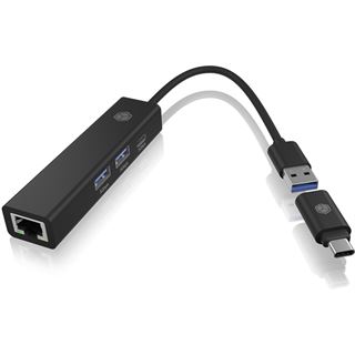 IcyBox Adapter USB3.2 Gen1 Hub & Gigabit LAN 4-in-1 retail