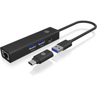 IcyBox Adapter USB3.2 Gen1 Hub & Gigabit LAN 4-in-1 retail