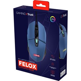 TRUST GXT109B FELOX GAMING MAUS BLAU 25067 6Tasten/USB/6400dpi/Kabel
