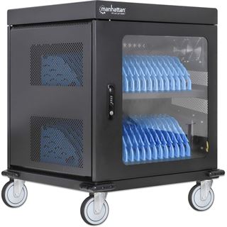 Manhattan Ladeschrank mit 32 Steckdosen Glast&uuml;r