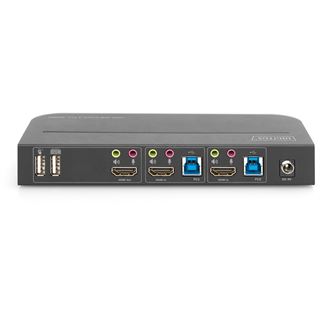 Digitus KVM-Switch, 2-Port, HDMI 4K, Metallgeh&auml;use