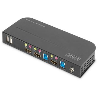 Digitus KVM-Switch, 2-Port, HDMI 4K, Metallgeh&auml;use