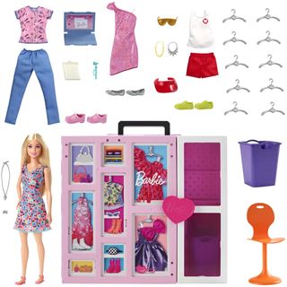 Mattel Barbie Traumkleiderschrank mit Puppe, Moden & Accessoires
