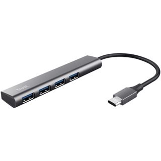 TRUST HALYX 4-PORT USB-C ZU USB-A HUB 24948 Aluminium grau