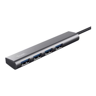 TRUST HALYX 4-PORT USB-C ZU USB-A HUB 24948 Aluminium grau
