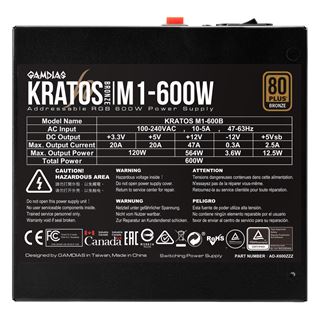 600 Watt Gamdias Gamdias KRATOS M1-600B 80+ Bronze