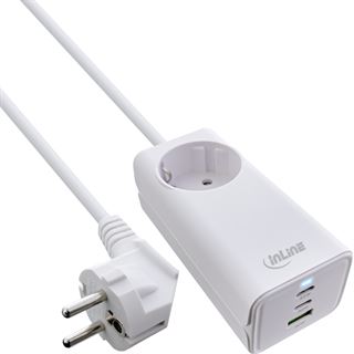 1.50m InLine USB Netzteil, 65W Ladegerät, 2x USB-C + 1x USB-A,