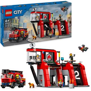 LEGO City 60414 Feuerwehrstation mit Drehleiterfahrzeug,
