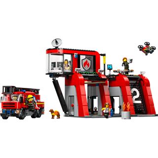 LEGO City 60414 Feuerwehrstation mit Drehleiterfahrzeug,