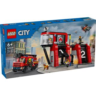 LEGO City 60414 Feuerwehrstation mit Drehleiterfahrzeug,