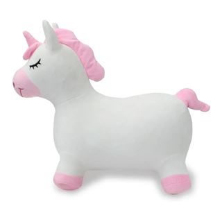 Jamara H&uuml;pftier Einhorn mit Pl&uuml;schbezug und Pumpe