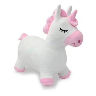 Jamara H&uuml;pftier Einhorn mit Pl&uuml;schbezug und Pumpe
