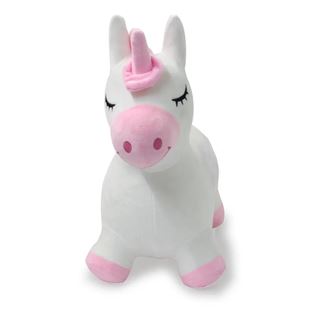 Jamara H&uuml;pftier Einhorn mit Pl&uuml;schbezug und Pumpe