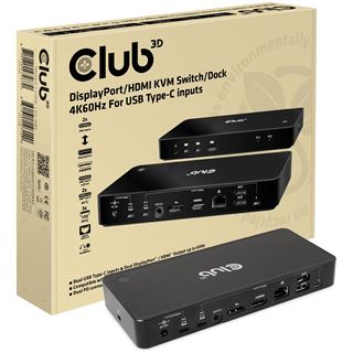 Club3D KVM Switch 4K60Hz 2x USB-C> HDMI/DP/3xUSB/2xUSB-C/LAN retail