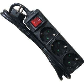 (&euro;4,95*/1m) 1.50m Mcab Stromkabel Steckdosenleiste Schwarz 3