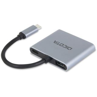 Dicota USB-C Mobile 4-in-1 Mini Docking Station 4K HDMI PD 100W silber