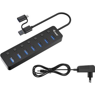 Equip USB-Hub 7-Port 3.2 ->7x3.2 inkl USB-C Adapter schwarz