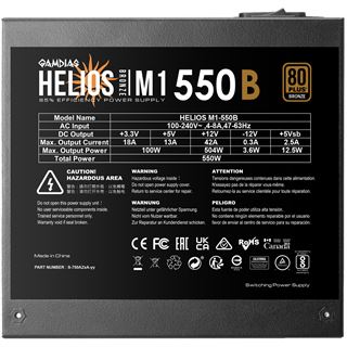 550 Watt Gamdias Helios M1-550B Non-Modular 80+ Bronze