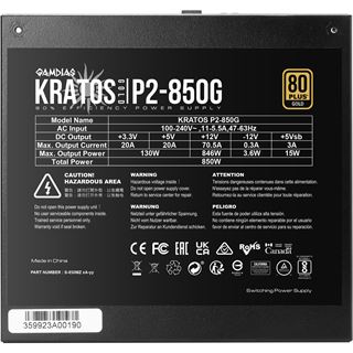 850 Watt Gamdias Kratos P2-850B Modular 80+ Gold