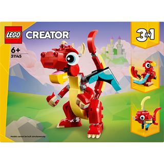 LEGO Creator 3in1 31145 Roter Drache Spielzeug mit Fisch und